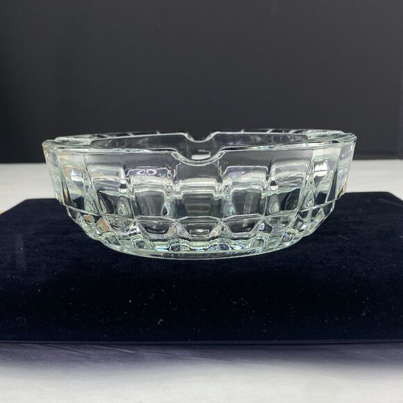 Vintage Heavy Glass Cigar Cigarette Ashtray 6 Inch 4 Rest Round Clear - Picture 3 of 8